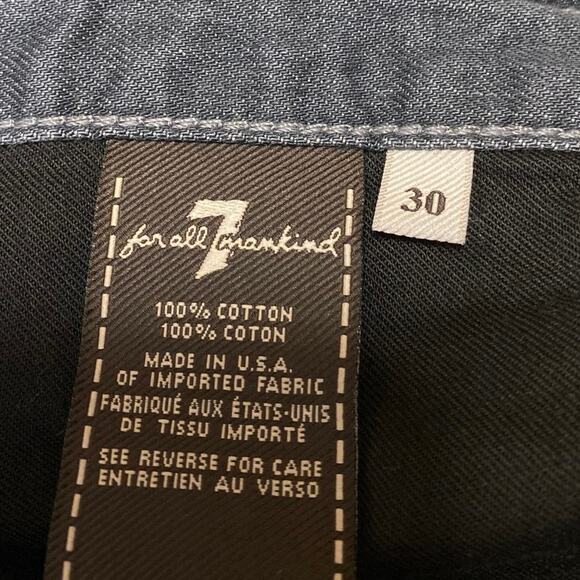 7 For All Mankind Slimmy Women's Black Mid Rise Straight Denim Jeans Pants Sz 30 - Picture 5 of 5
